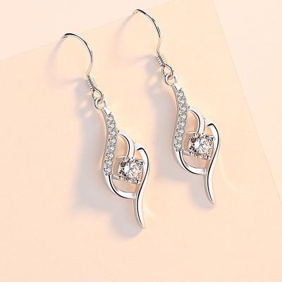 Verlieben Sie sich auf den ersten Blick Ohrringe 999 reines Silber Ohrringe Ohrgehänge lange elegante Ohrringe