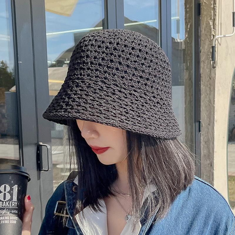 

Summer fashion hollow bucket hat ladies seaside beach outing visor student face small bucket hat M（56-58cm）