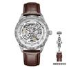 Beliebte gravierte Leder leuchtende mechanische Herren-Automatik-Mechanikuhr Business-Uhr Mode High-End-Uhr