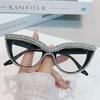 Vintage Cat Eye Rhinestone Reading Glasses with Diamond Chain