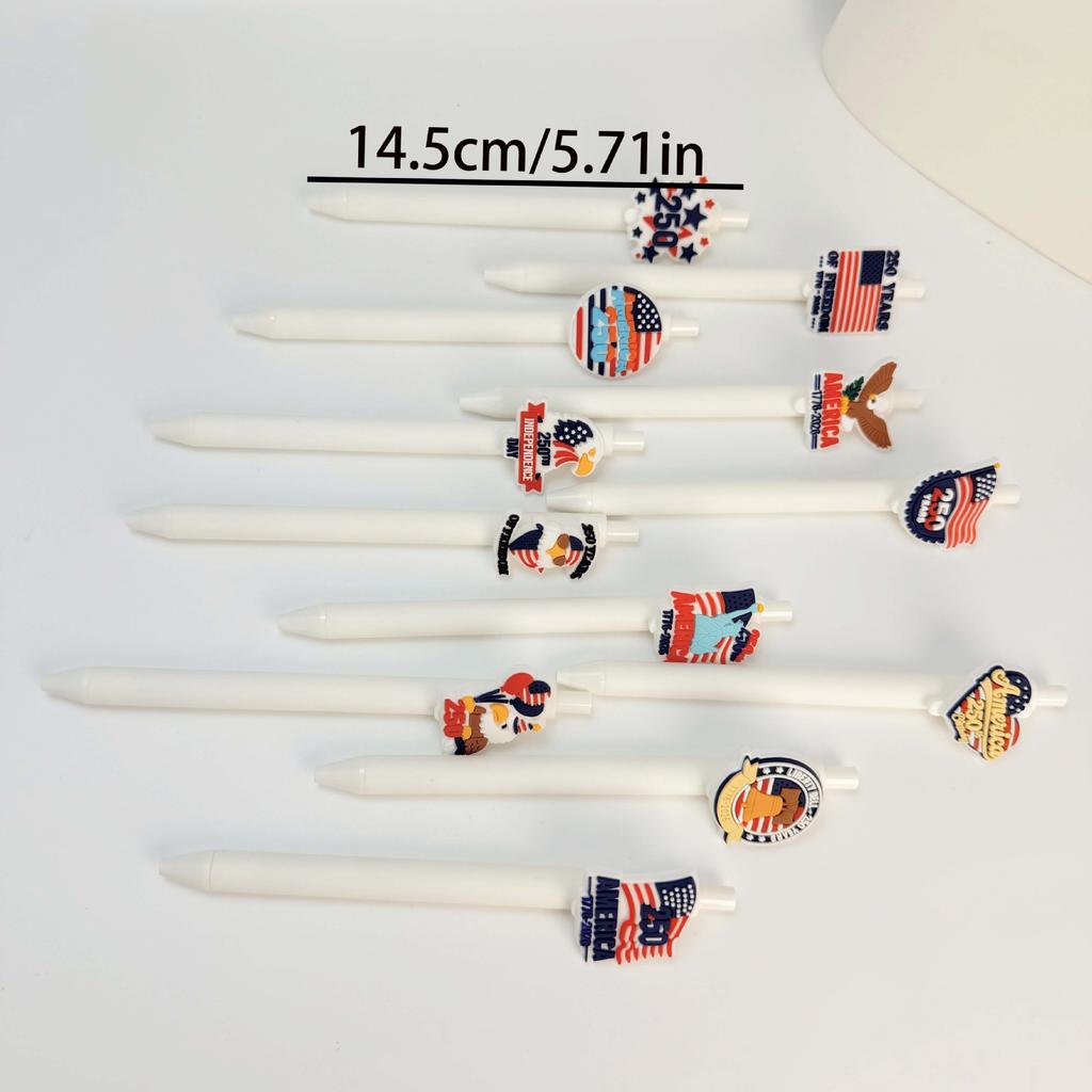 26Pcs Independence Day-themed Retractable Ballpoint Pens, Randomly Mixed and Delivered, Decorated with National Flag Eagle Pattern, Smooth Writing