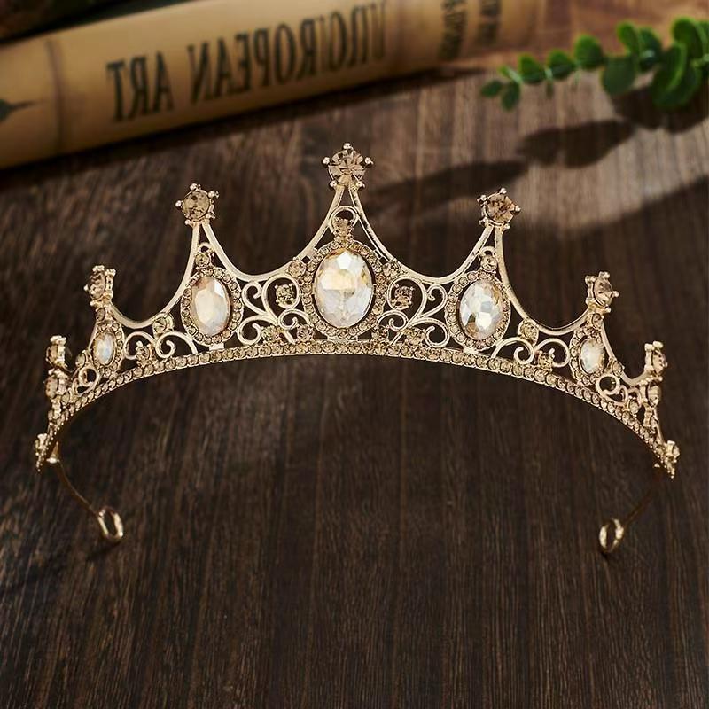 

New Princess Baroque Headwear Colorful Retro Party Ball Water Diamond Hair Accessory Birthday Crown Tiara