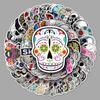 50pcs Halloween Skull & Ghost Stickers for Luggage, Suitcases, Scooters, Cars & Phone Cases