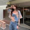 Korean tie-dye round neck short-sleeved T-shirt women's summer new loose casual fashion niche short top tide