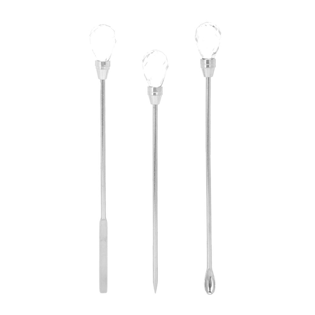 3Pcs Professional Nail Art Stirring Rod Spatula Set Stainless Steel Needle Stick Nail Tools