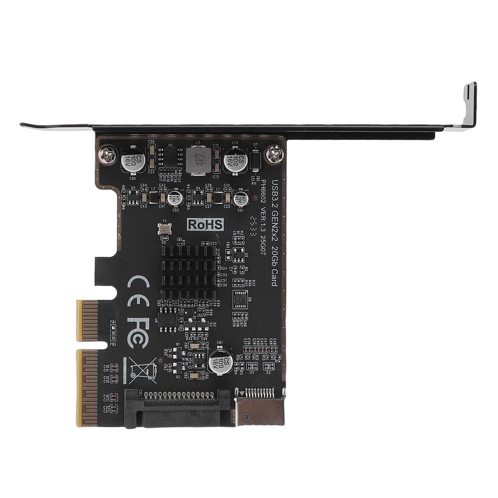 Acogedor PH6602 PCIe To USB 3.2 Gen 2x2 Expansion Card, 20Gbps Type E Key A Front Header Adapter, ASM3242 Chip 15Pin Powered Internal Type C