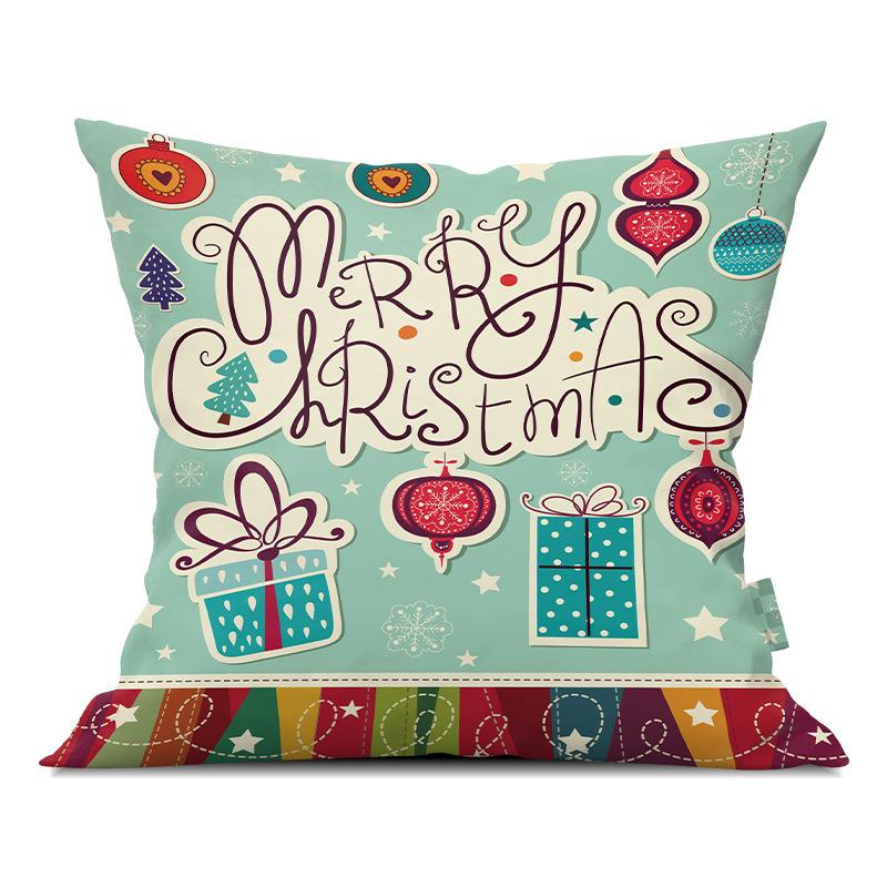 Merry Christmas Pillowcase Cartoon Printing Office Sofa Lumbar Pillow Cover for Home