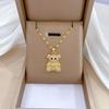 Titanium Steel Micro-Inlaid Luxury Necklace: Elegant Full Diamond Gold Design for Women