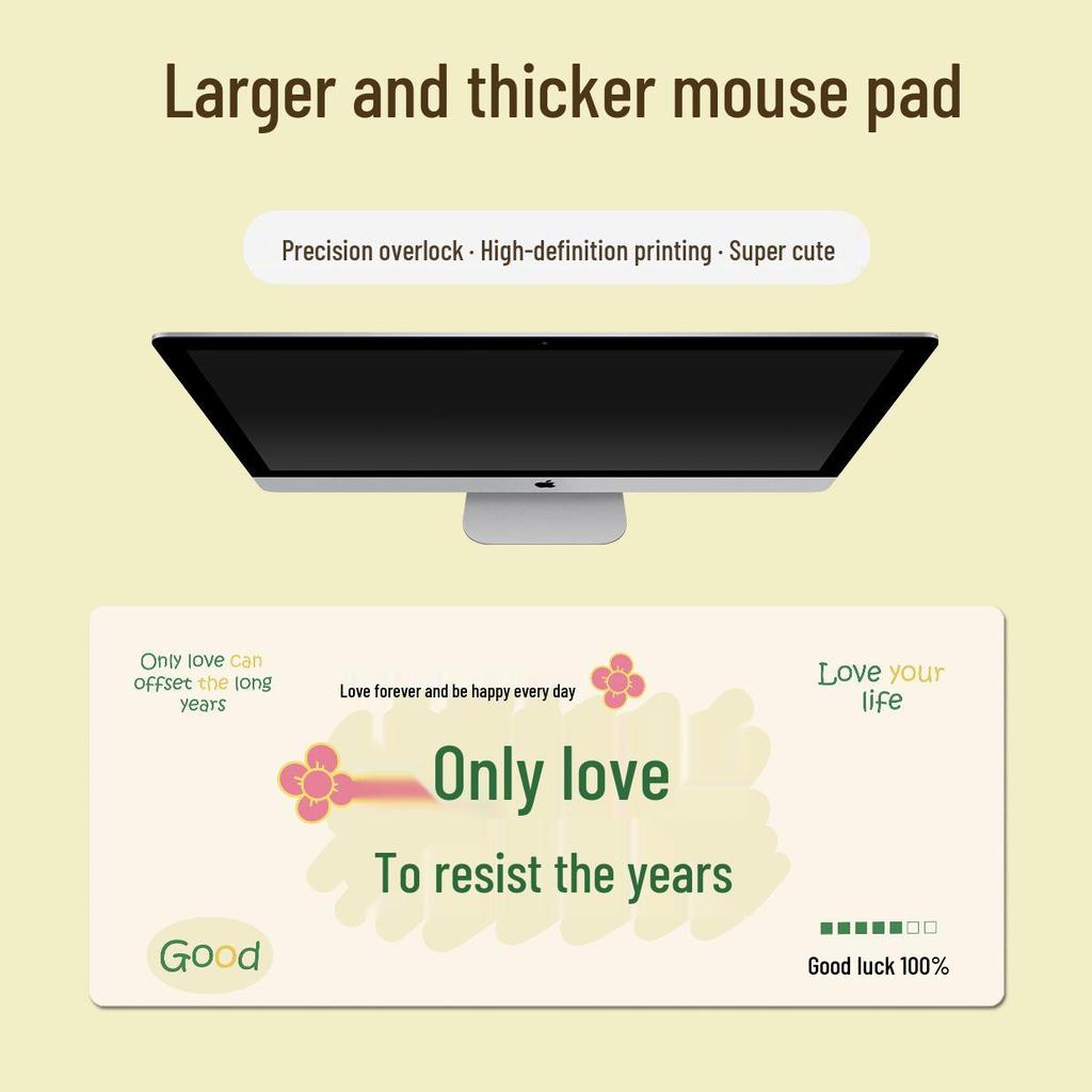 Extra Large Doodle Text Mouse Pad with Lock Edge - Thick, Durable Keyboard Desk Mat