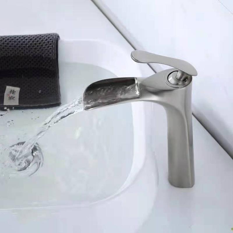 Bathroom Waterfall Basin Sink Faucets Hot Cold Tap Deck Mounted Water Mixer Crane Antique Bronze Chrome White Black Gold