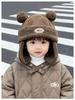 Children's Winter Hat with Fleece Lining, Windproof Corduroy Design, and Lambswool Ear Protection