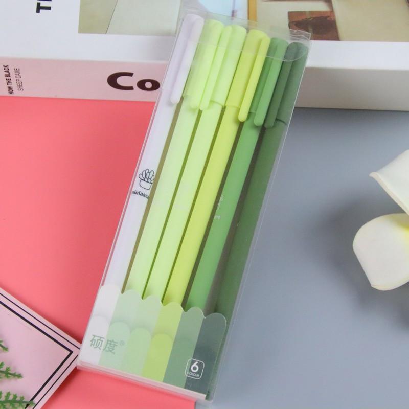 Back To School Season 0.5mm Boxed Morandi Neutral Pen Creative Stationery Student Fountain Pen Set 6 Pack Black Office Signing Pen