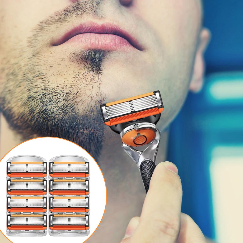 Piece Men's Razor- Blade- Replacement Set With Free Handle, Long Handle Safety Razor- Kit With Ultra Sharp Stainless Steel Blades, Ideal Grooming Gift