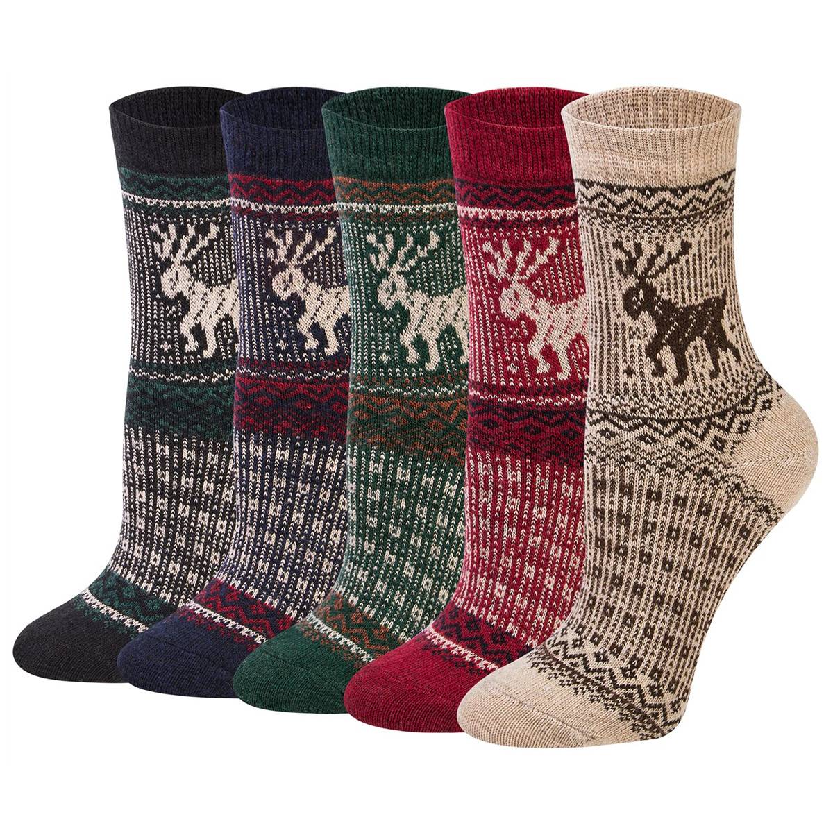 

5 пар/лот зимние теплые женские утепленные шерстяные кашемировые зимние носки, европейские национальные носки 5 Pairs чёрный