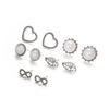 5 pairs Vintage Ear Studs Alloy Imitation Pearl Leaf Earrings Eardrop Gift for Women