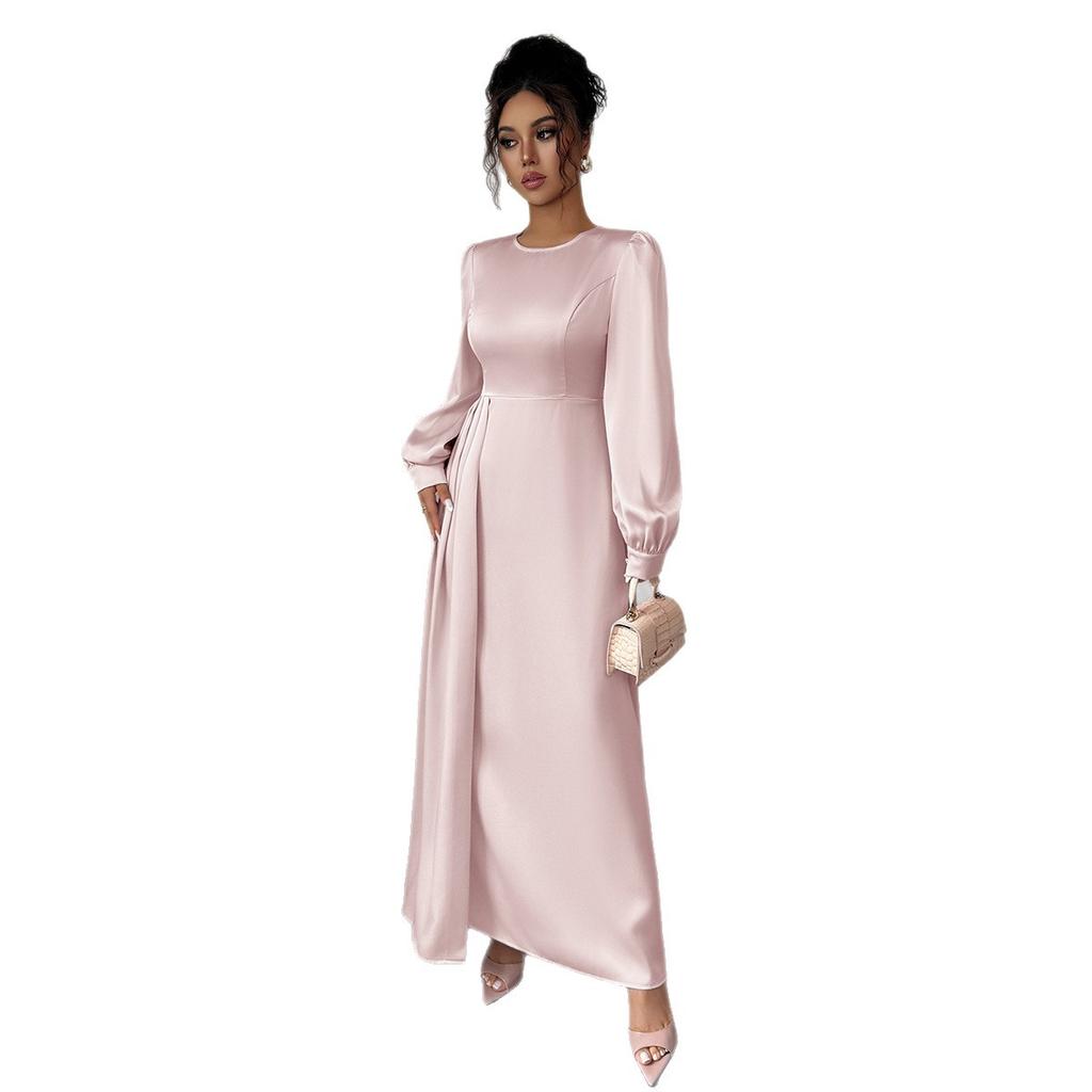 Cross-border Europe, America, simple fashion, summer long-sleeved women's skirts, dresses, women's clothing autumn and winter independent station