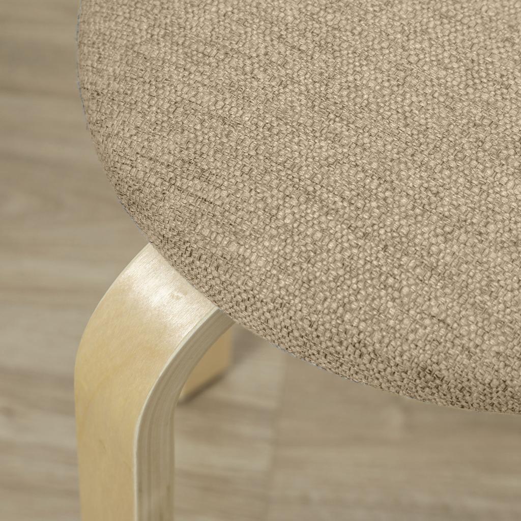 Stackable Stools, Set of 4, Round, Padded Seat, 40 x 40 x 45 cm, Khaki