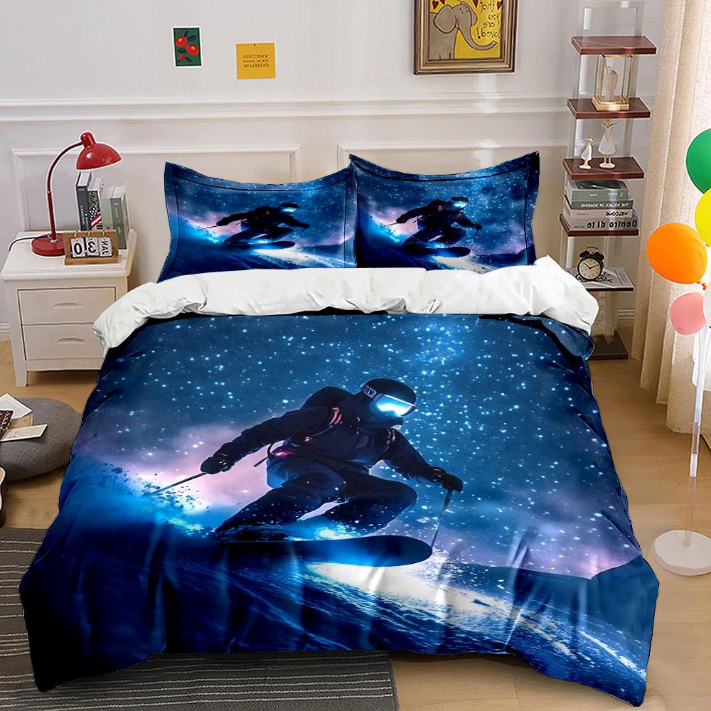 Snowboarder with starry background. Bedding sets Duvet cover sets Duvet covers Pillowcases(1 * Duvet Cover 2 * Pillowcases without duvet insert)