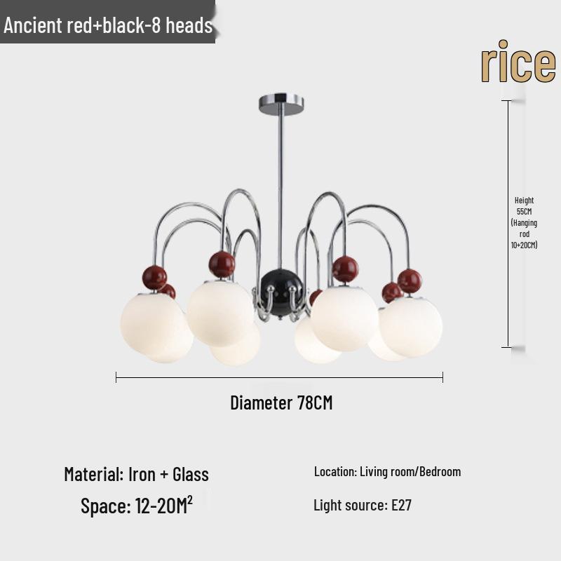 Mid-Century Minimalist Pearl Magic Bean Chandelier: French Cream Design for Living Room, Bedroom, or Restaurant Lighting.