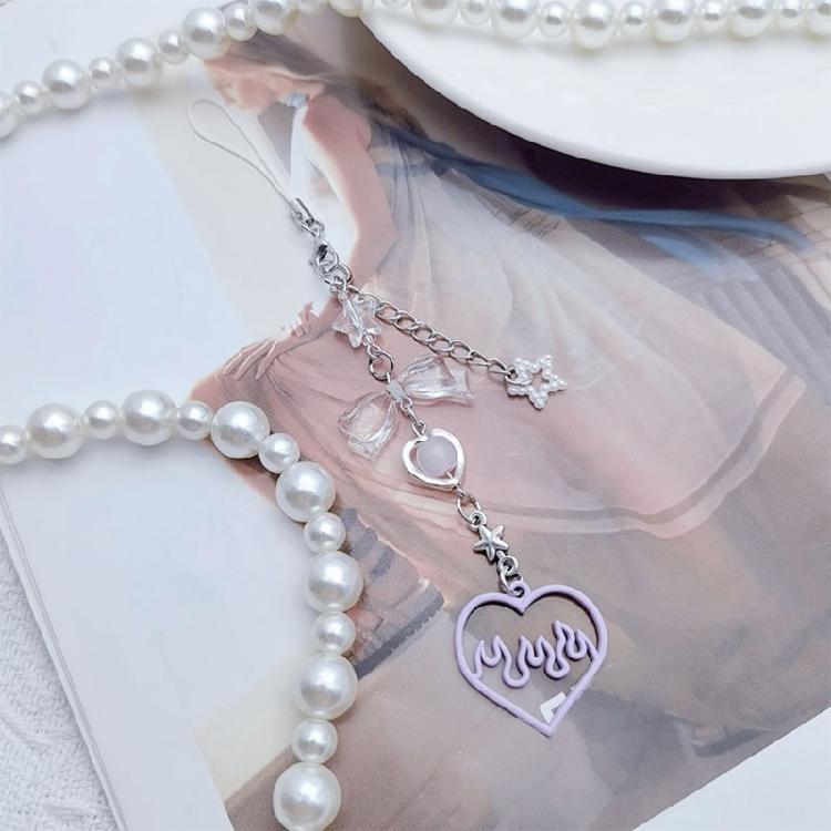 DIY Crystal Heart Phone Strap with Cute Bowknot Wing Heart Phone Strap Keychain