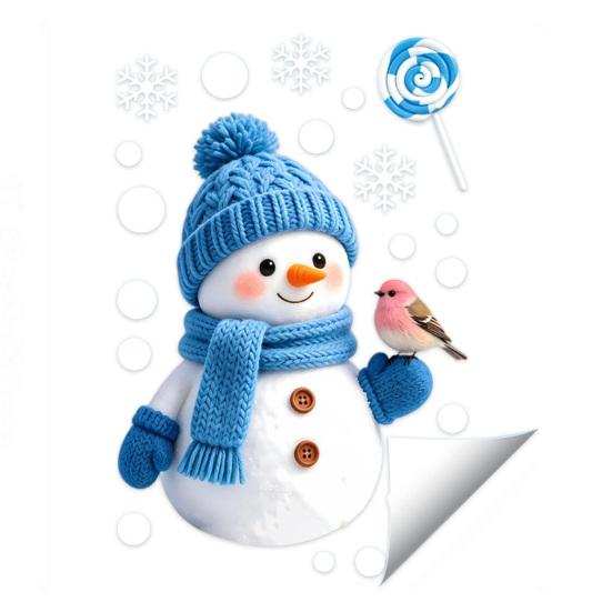 Holiday Decorative Gifts for Friends Christmas Window Clings, Cute Cartoon Snowman Stickers, Winter Snowflake Double-Sided Wall Stickers Static Glass
