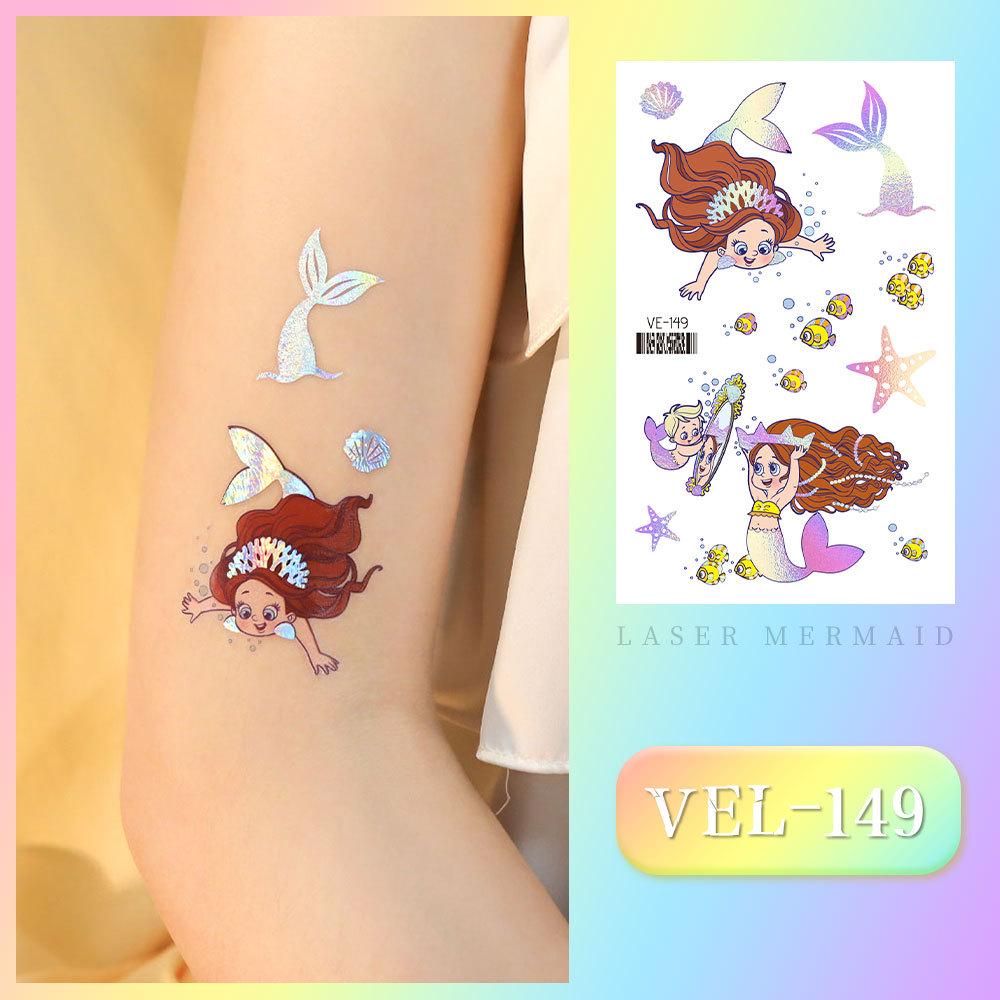 Waterproof Kids' Cartoon Tattoo Stickers: Princess, Butterfly & Mermaid Series