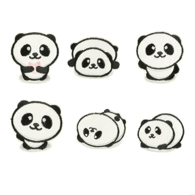 

6 Pcs Cartoon Panda Iron on Patches Animal Repair Patches Sewing on Applique Patches for Clothing Jeans Hat Backpacks
