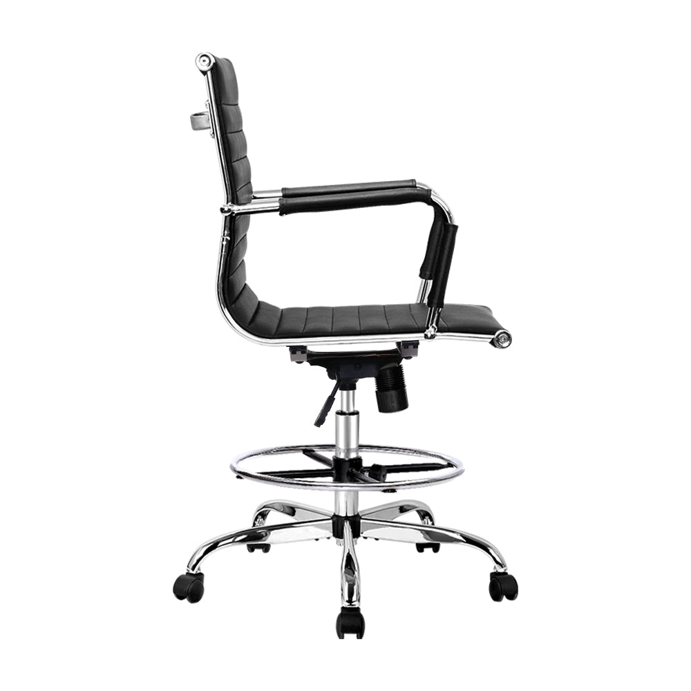 Office Chairs Artiss Office Chair Veer Drafting Stool Mesh Chairs Armrest Standing Desk Black