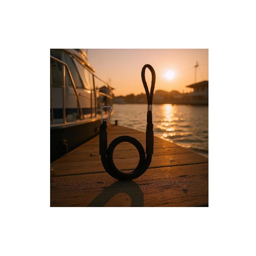 Bungee Dock Line Reinforced Sleeves Bungee Mooring Rope Stretch Dock Line Coiled Hook and Loop Rope Stretchy