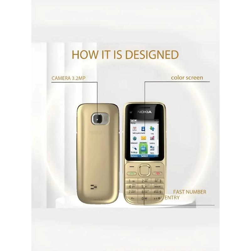 Nokia Global Version C2-01 WCDMA 3G Phones Support Bluetooth Memory Card Key Phones Gifts for Elders