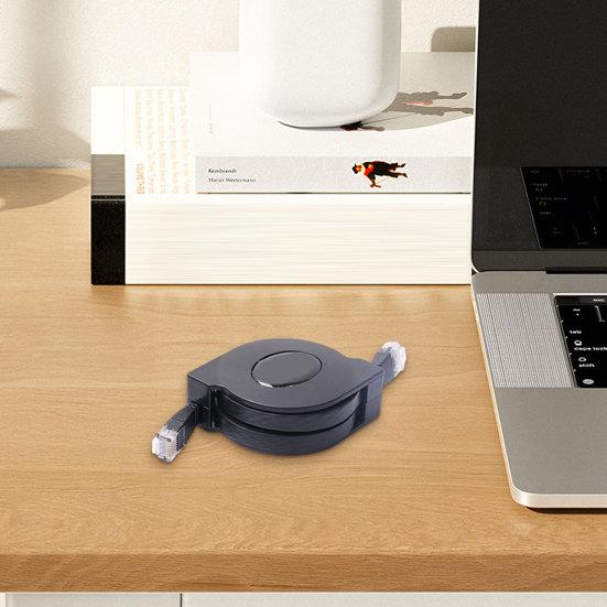 Retractable Computer Network Adjustable Length Cat6 Cable 1M/2M Universal Compatibility 6 Flat Ethernet