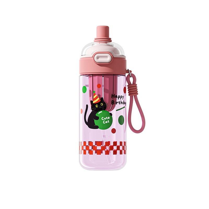 Water bottle1011 water cup girls high value double drinking straw summer large capacity children go to school portable plastic water cup