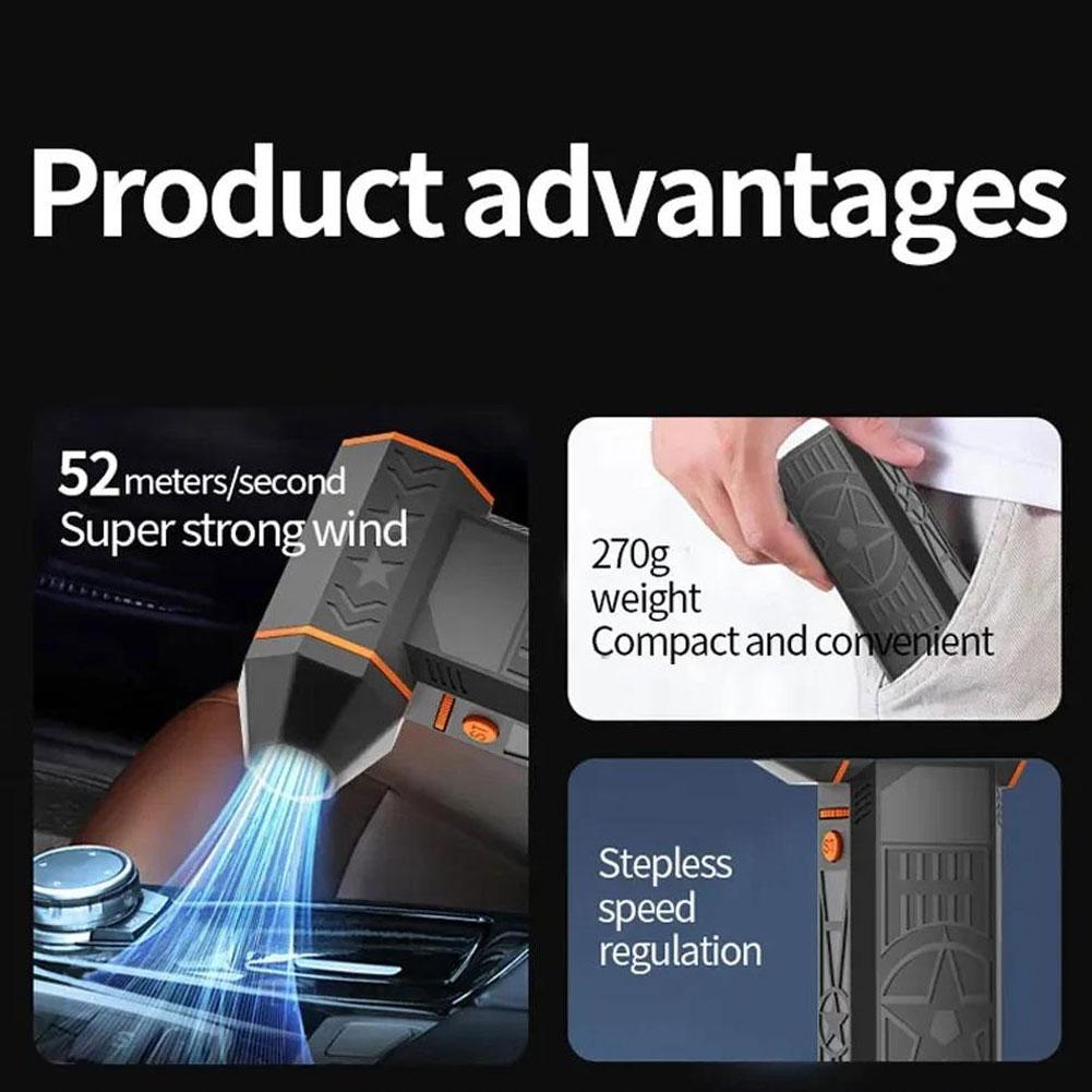 Brushless Turbo Fan 240W High-Speed Portable 8000mAh Rechargeable 57m/s Typhoon Wind Type-C Charging Camping Fan