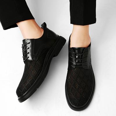 Classic Black Fashionable Men's Casual Sports Mesh Shoes Men's Brand Outdoor Breathable and Comfortable Lace Up Driving Shoes