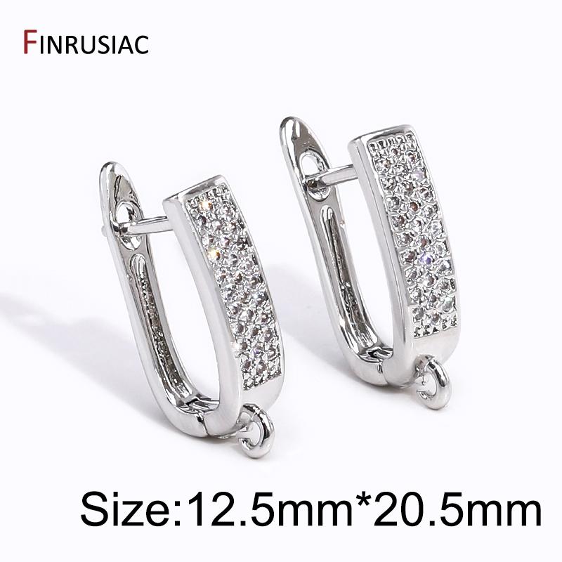 

18K Gold Plated Brass Shvenzy Earwire Hooks For DIY Women Handmade Cubic Zirconia Earrings Making Accessories Findings 1 Pair