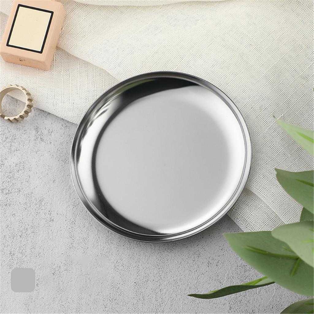 Tavă mică rotundă metalică de lux ușor pentru bijuterii, tavă de depozitare din oțel inoxidabil, cămin, cosmetice, farfurie pentru bijuterii, ornamente