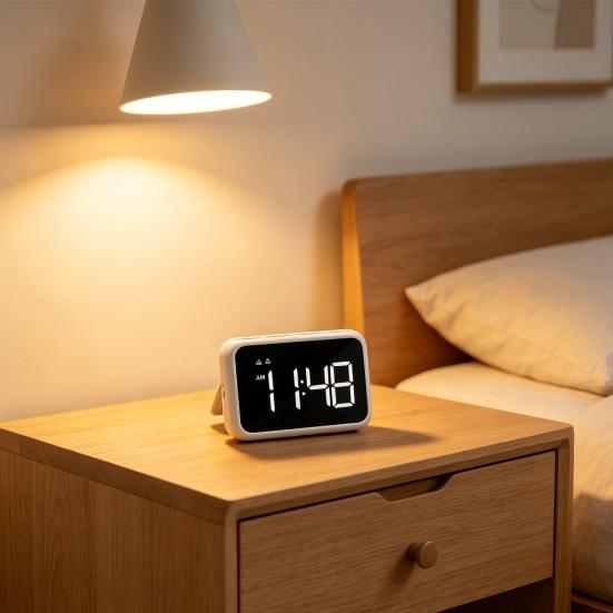 Digital Alarm Clock with Stand Large LED Display Rechargeable Volume Adjustable