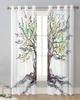 Music Tree Plant Musical Notes White Sheer Curtains for Living Room Decoration Window Curtains Kitchen Tulle Voile Curtains