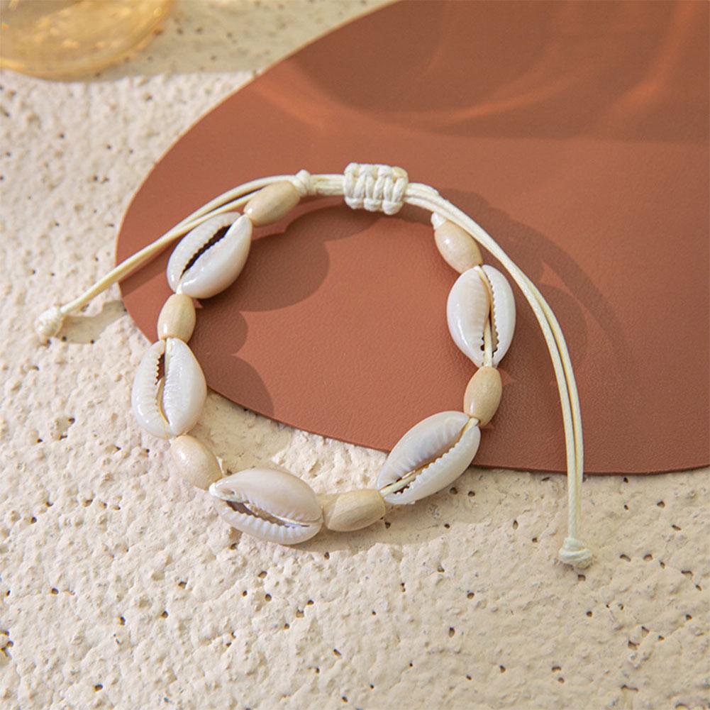 Shell Bracelet Hand Woven Bracelet For Women Summer Beach Adjustable Wax Rope Chain Bracelet Jewelry Accessories Gift