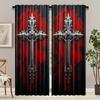 Set Of 2 Vintage Gothic Cross Print Polyester Curtains Bedroom Living Room Home Decor Curtain With Rod Pocket Perfect For Sitting