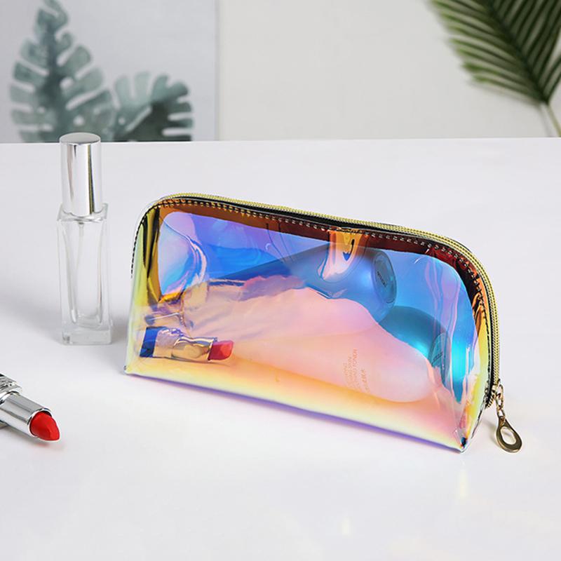 Laser-Hologramm-Muschel-Kosmetiktasche aus TPU/PVC mit Diamantreißverschluss und großem Fassungsvermögen