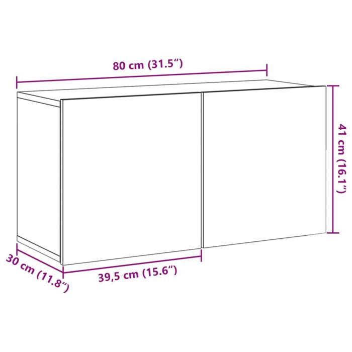 VidaXL Wall-Mounted TV Cabinet Old Wood 80x30x41 Cm, TV Stand, Media Cabinet, TV Console, HiFi Furniture, Entertainment Center, 857666