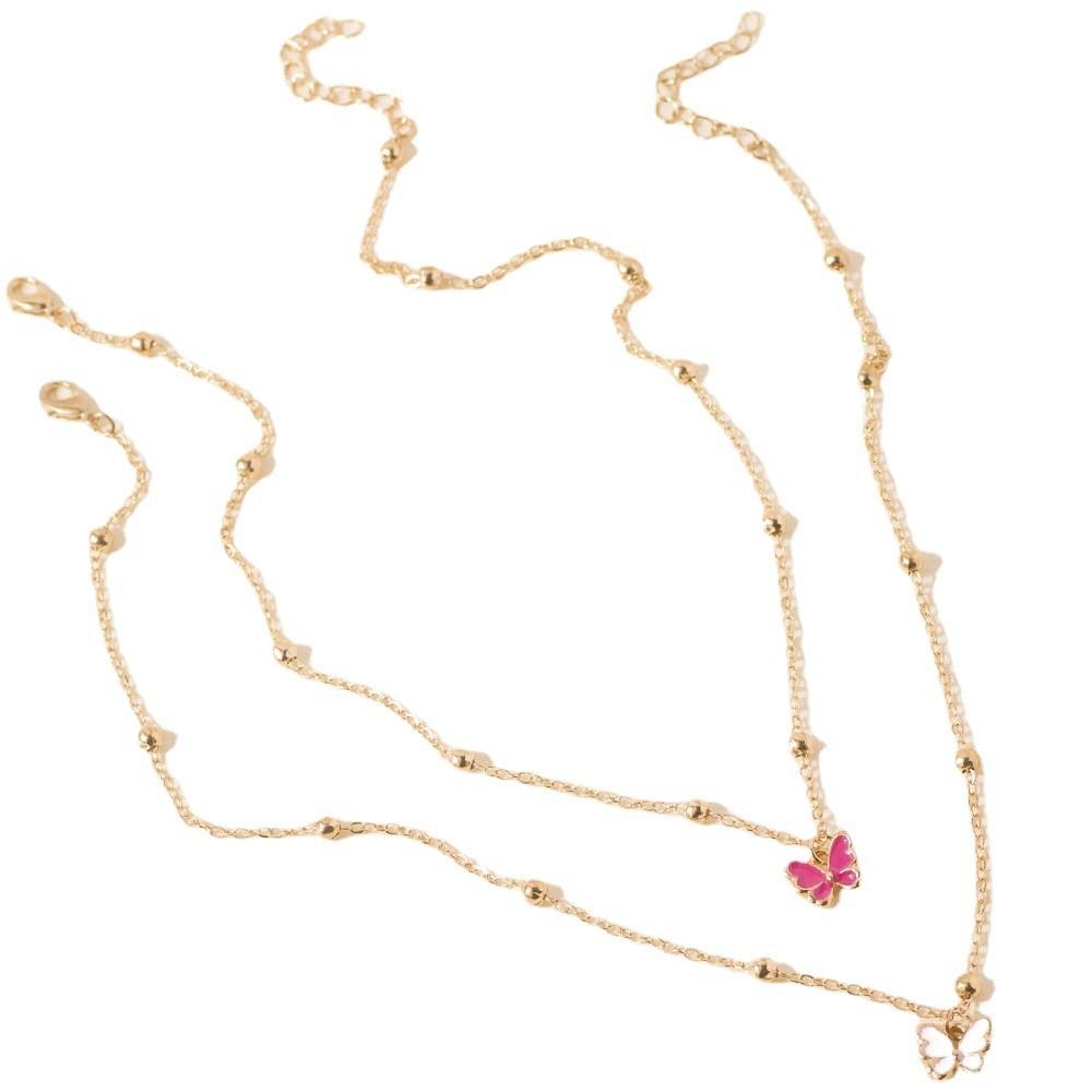 Chic Double Layer Butterfly Necklace For Women Unique Trendy Fashion Jewelry