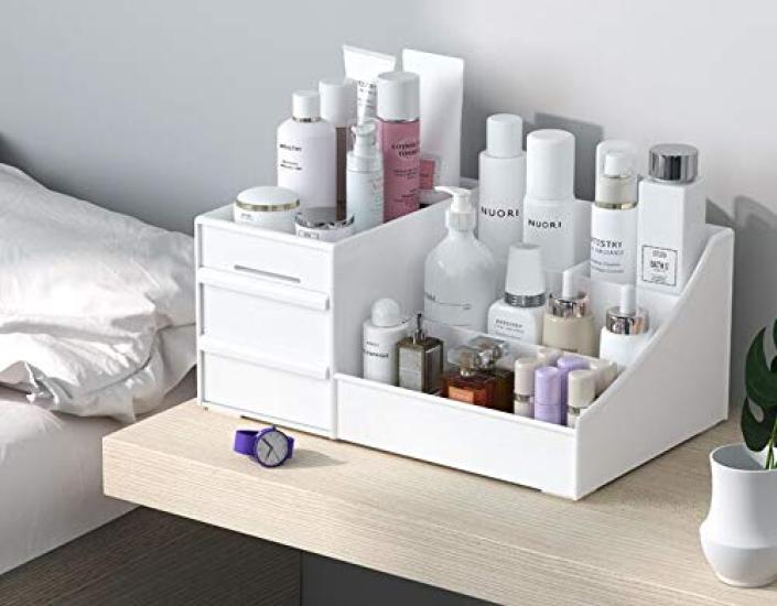 ALB Birou Mare Stilou Ușor de Sertar Organizator Elegant de Masă pentru Bijuterii, Capacitate, Suport, Durabil, Organizează, Depozitare, Cutie,