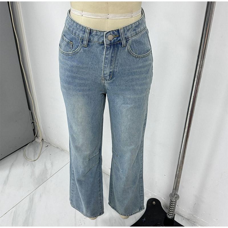 

Свободные женские брюки прямого покроя с высокой талией, модные светло-голубые брюки на пуговицах 2025 года, весенняя модная женская одежда L светло-синий