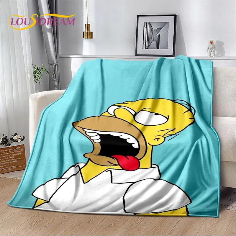 De S-Simpsons Cartoon Pluche Deken, Flanellen Deken Kinderen Plaid voor Woonkamer Slaapkamer Bed Bank Wandelen Vrije Tijd Dutten