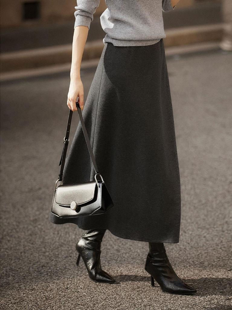 Soft & Smooth Wool-Blend A-line High-Waisted Skirt - Autumn/Winter Collection