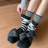 Fake Double-Layered Socks Women Striped Casual Boot Socks Breathable Scrunch Slouchy Socks for Street Fashion Daily Errands Sports Wear