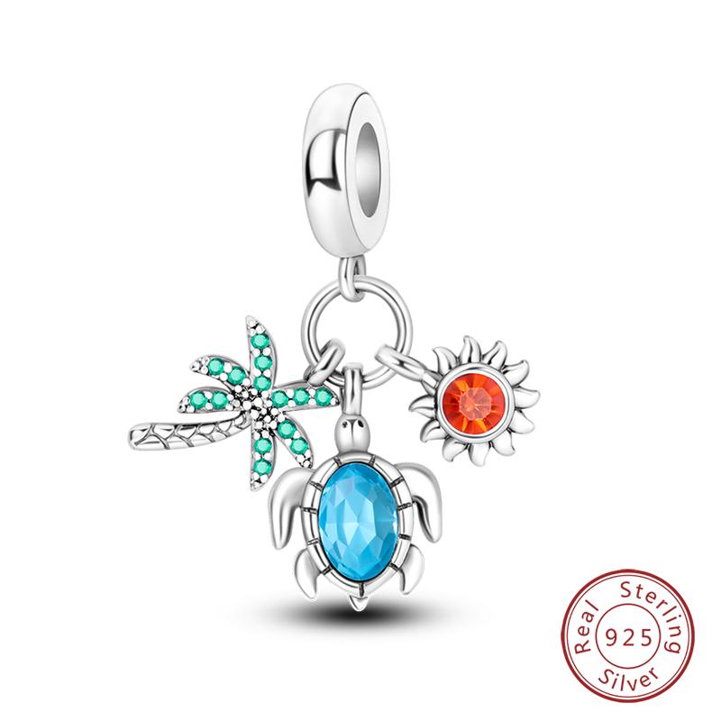 Copper Blue Ocean Ship Lighthouse Starfish Turtle Dolphin Charms Pendants Fit Qikaola Bracelets Diy Jewelry Gifts