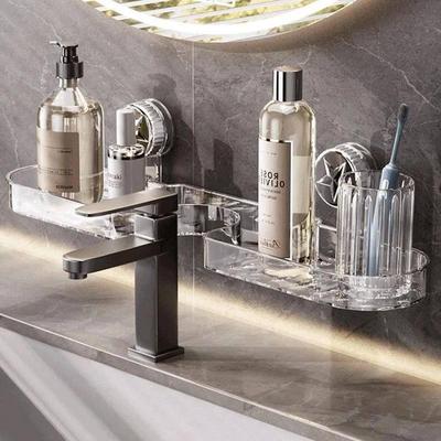 Suction Cup Faucet Holder & Wall-Mounted Bathroom Storage Rack